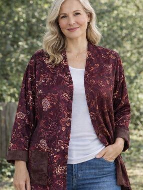 Units Reversible Floral Jacket Mandarin Collar Travel XXL TALL packable